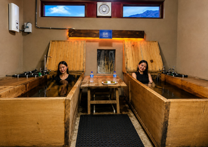 Traditional hot stone bath in Bhutan